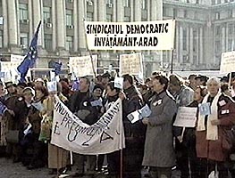 Sindicalistii din invatamantul aradean au protestat si la Bucuresti