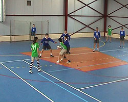 Secventa dintr-un meci de handbal desfasurat in noua sala de sport - Virtual Arad News (c)2004