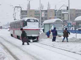 Din cauza zapezii cazute si transportul in comun are de suferit