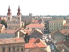 Vedere spre piata catedralei din Turnul de Apa - Virtual Arad News (c)2005