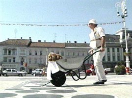 Nicu Ieran protesteaza inedit in fata Primariei