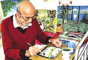 Albert Gheorghe de la caminul de batrani picteaza din placere