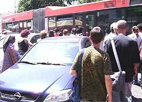 Circulatia cu autobuze in Centru a creat aglomeratie si haos