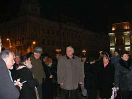 Doar un numar mic de revolutionari aradeni s-a adunat pentru a comemora momentele din 21 decembrie 1989