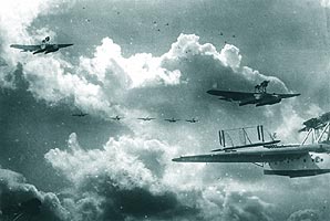 Escadrila de hidroavioane Savoia-Marcheti S-55 in zbor