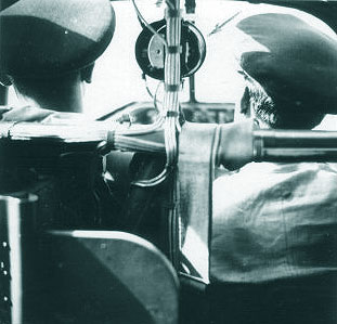 Claxonul de avertizare pentru coborare tren de aterizare - este marcat cu o sageata; se observa partial si tabloul de bord