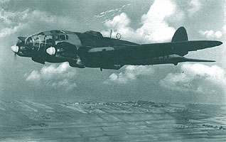 Bimotorul bombardier HEINKEL-111 in plin zbor